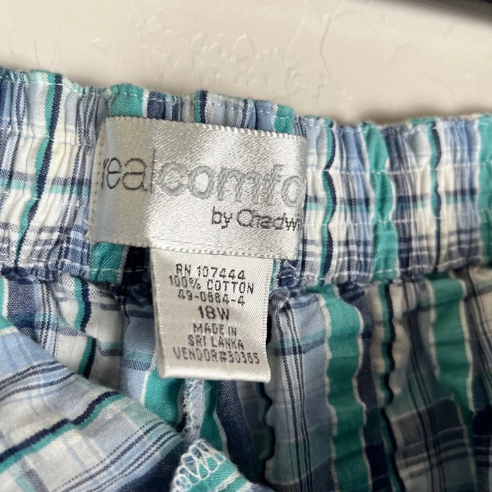 Real‎ Comfort by Chadwick's Plaid Cotton Pajama Pants Women 18W Blue Green White